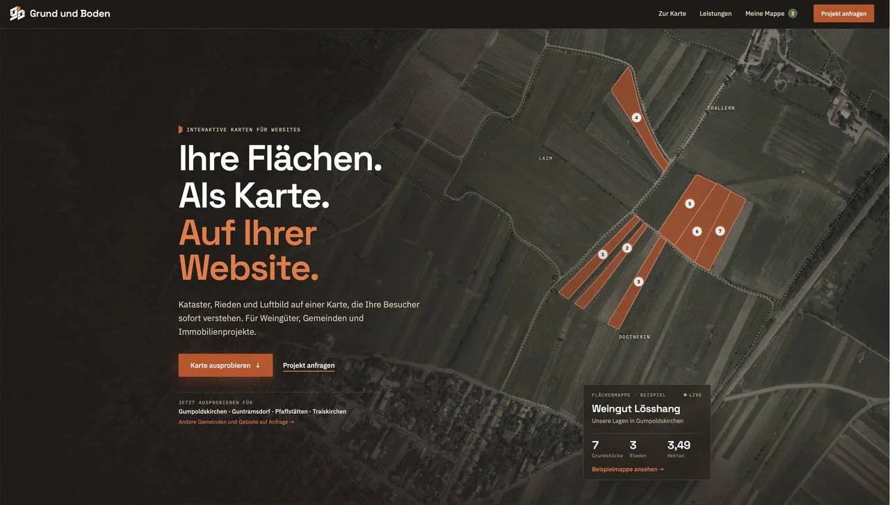 Website Grund und Boden: Ihre Flächen. Als Karte. Auf Ihrer Website.
