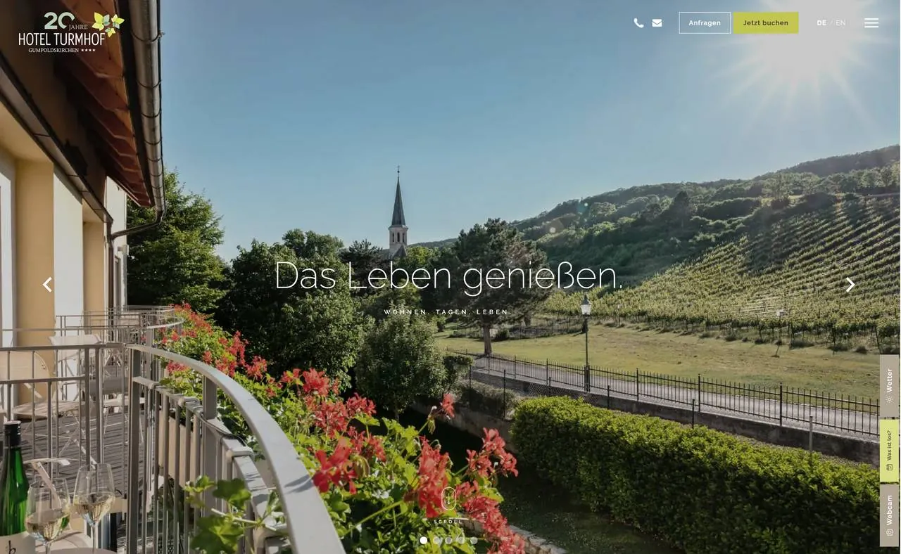 Website Hotel Turmhof: Das Leben genießen.